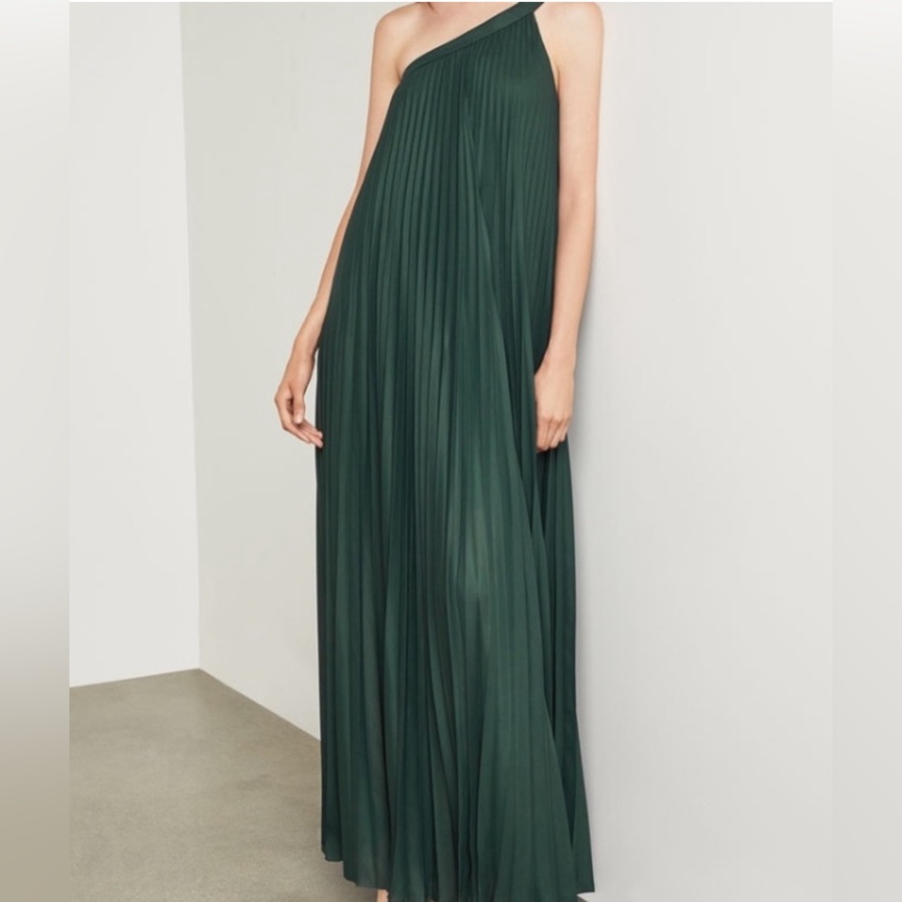 BCBG MAXAZRIA Abee Alpine Green Grecian Pleated Gown